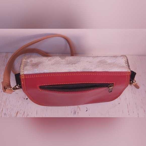 Animal Print Crossbody Saddle Bag Recycled Leather Multicolor Cowgirl Western - Picture 3 of 9